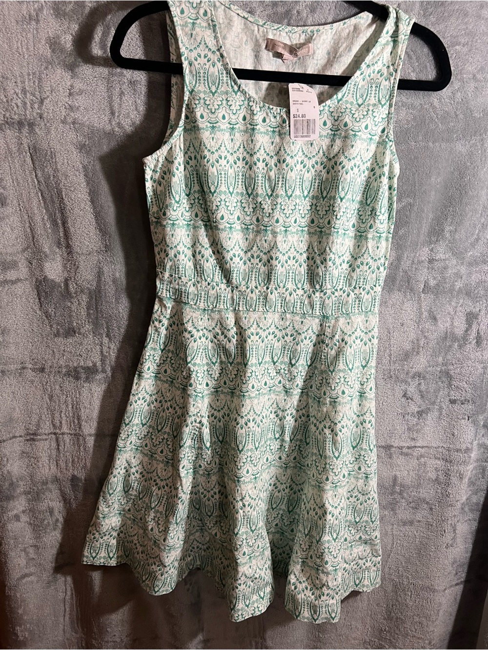 Sleeveless Mint Green Patterned Fit & Flare Dress